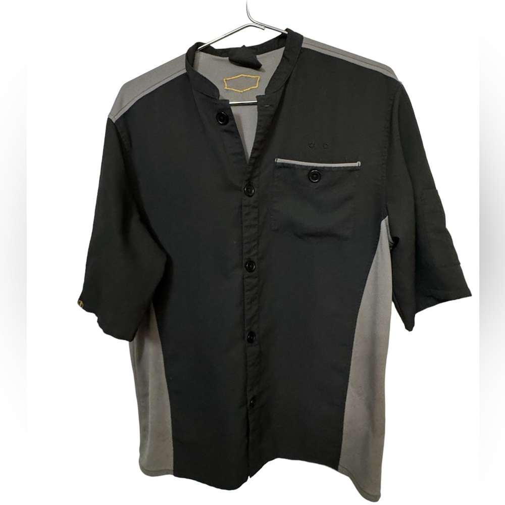 Vintage D Black & Gray True Mechanic Button Down Work Shirt STAINED Men’s M